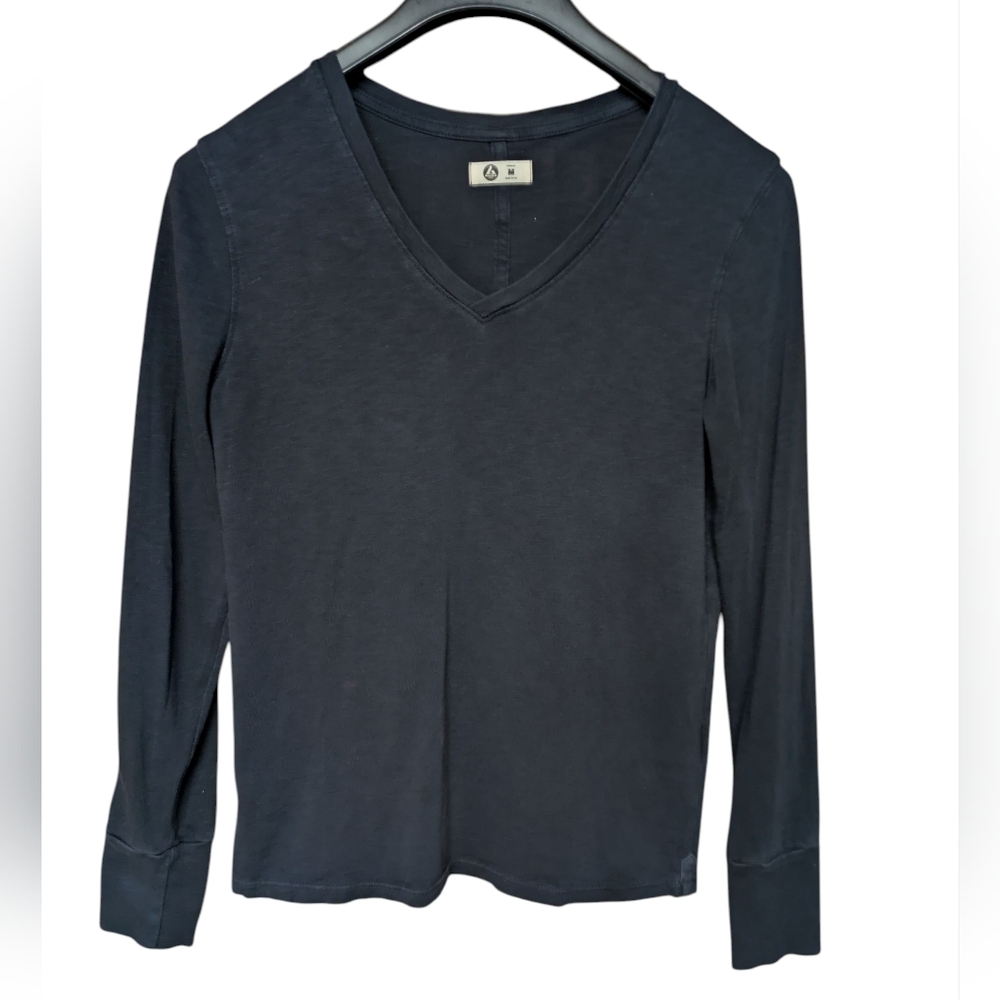 American Giant Navy V Neck Long Sleeve Tee Size Medium